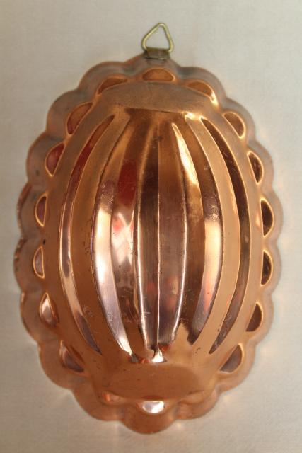 photo of vintage copper food molds, jello or aspic mold set decorative farmhouse kitchen wall art #11