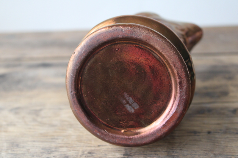 photo of vintage copper lustre pitcher, milk jug or creamer, Wade England redware pottery #5