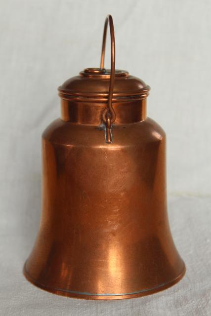 photo of vintage copper milk can, cream pail covered lunch bucket or kettle w/ lid #3