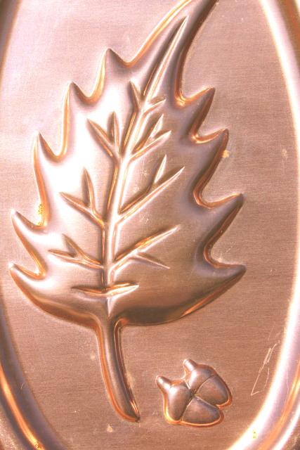 photo of vintage copper pink aluminum jello mold, autumn oak leaf & acorn for Thanksgiving #3