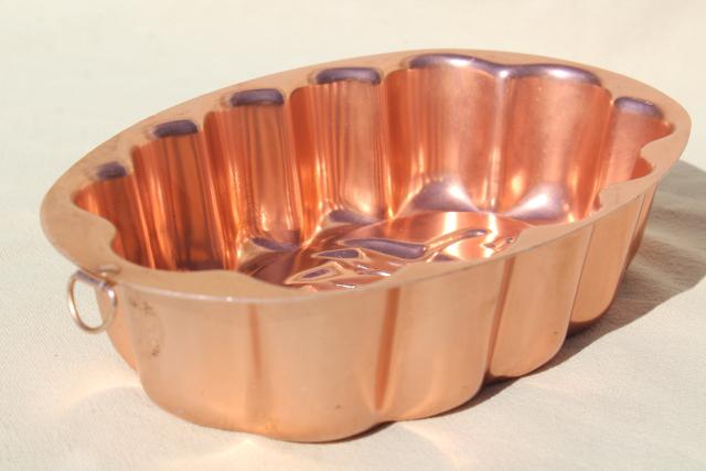 photo of vintage copper pink aluminum jello mold, autumn oak leaf & acorn for Thanksgiving #4