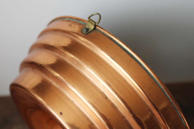 photo of vintage copper ring mold, stacked rings tower shape round 8 inch diameter  #4