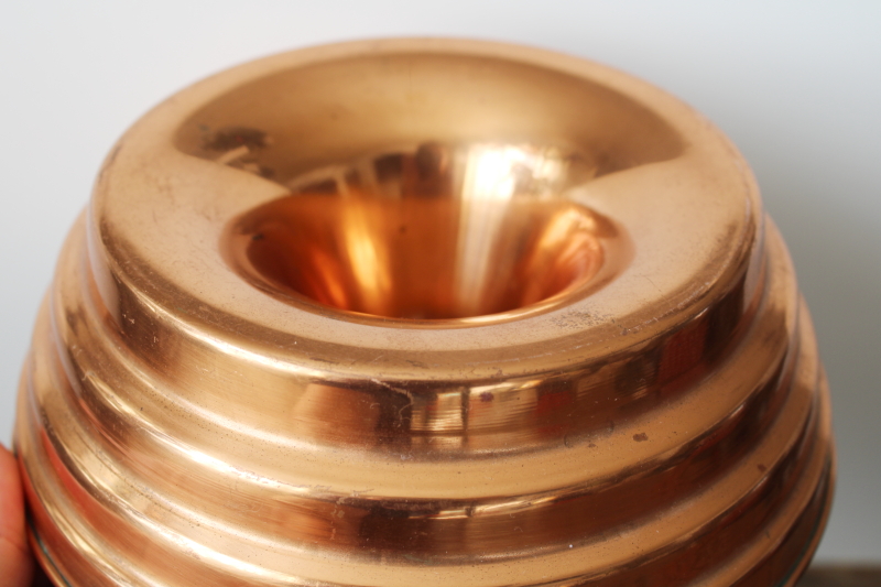 photo of vintage copper ring mold, stacked rings tower shape round 8 inch diameter  #5