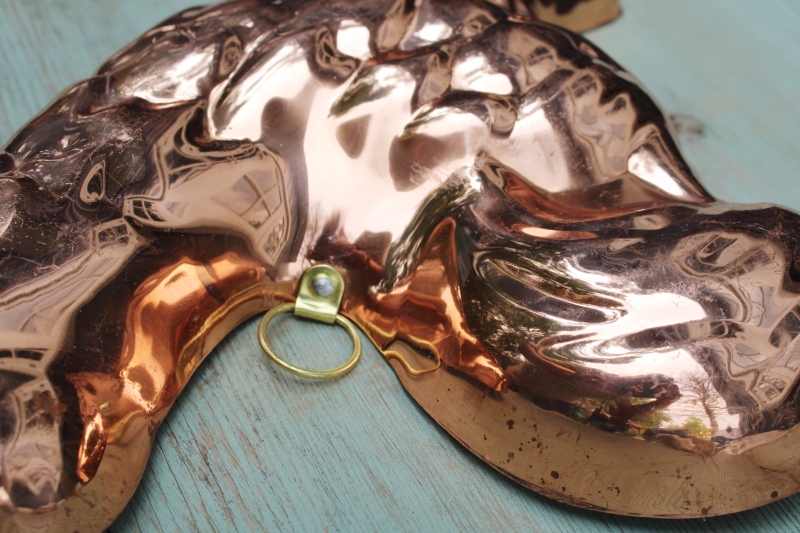 photo of vintage copper rooster chicken mold, french country farmhouse kitchen wall hanging jello mold  #2
