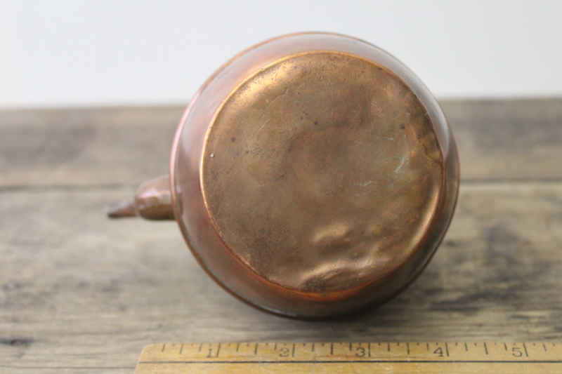 photo of vintage copper tea kettle, farmhouse primitive tarnished copper teapot, Volund Norway #3
