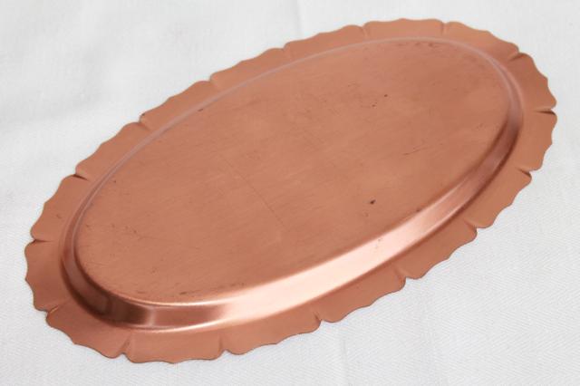 photo of vintage copper trays or bread plates, serving dishes for autumn harvest table ware #2