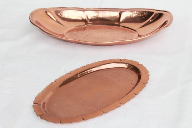 photo of vintage copper trays or bread plates, serving dishes for autumn harvest table ware #3