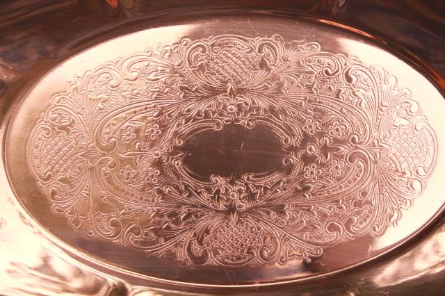 photo of vintage copper trays or bread plates, serving dishes for autumn harvest table ware #6