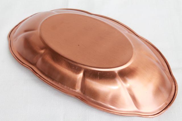 photo of vintage copper trays or bread plates, serving dishes for autumn harvest table ware #7