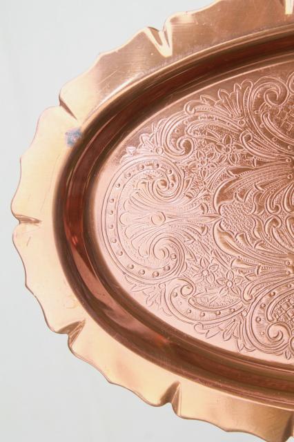 photo of vintage copper trays or bread plates, serving dishes for autumn harvest table ware #10