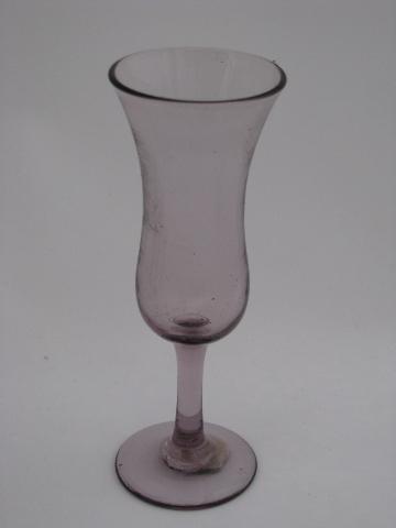 photo of vintage cordial glasses set, tiny colored glass goblets, Japan labels #2