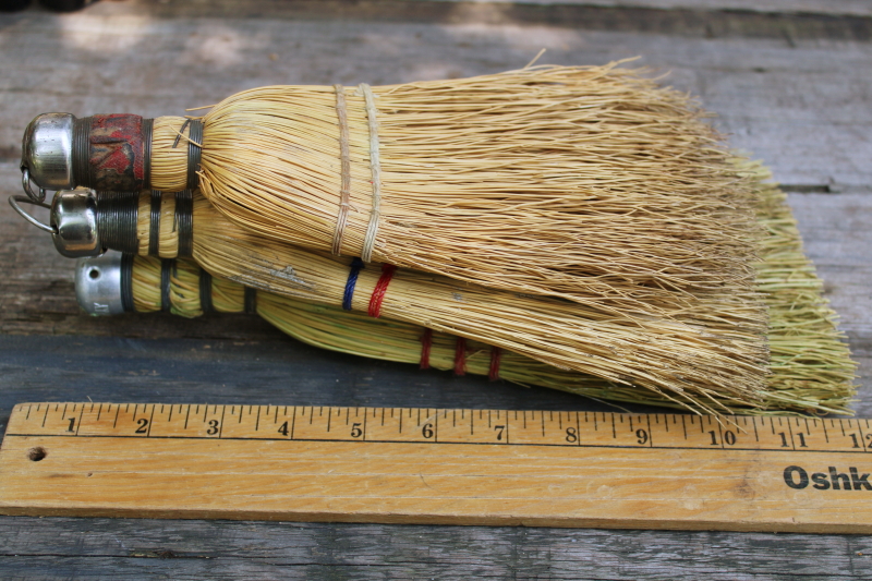 photo of vintage corn broom whisk brush hand brooms lot of three, farmhouse primitives #2