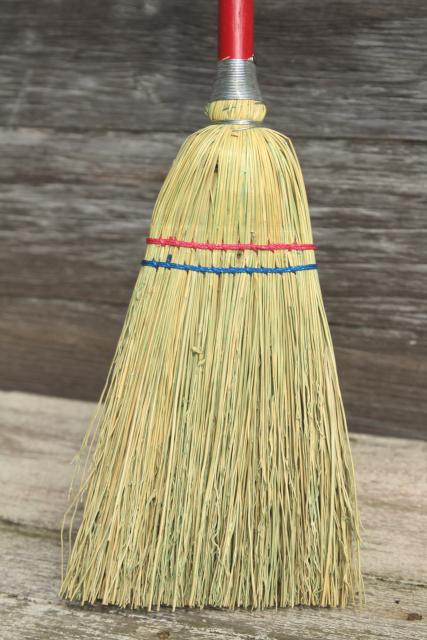 photo of vintage corn brooms, whisk broom & child's size sweeping broom, rustic farmhouse decor #4