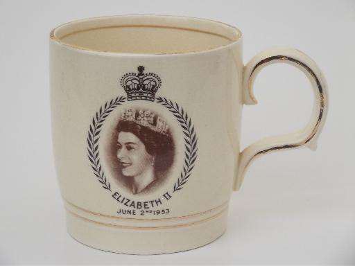 photo of vintage coronation souvenir tea mug w/ Queen Elizabeth II photo  #1
