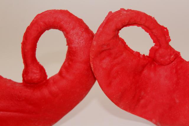 photo of vintage costume elf leprechaun gnome fairy tale dwarf shoes, red rubber slippers #8