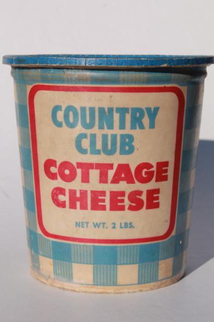 photo of vintage cottage cheese container & Golden Guernsey dairy butter boxes, retro food packaging #8