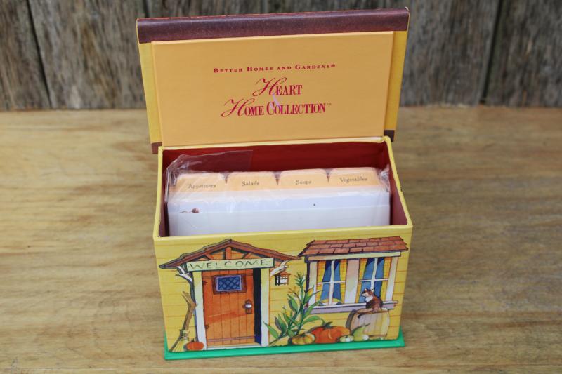 photo of vintage cottage recipe box, Hallmark Better Homes & Gardens set w/ sealed cards  #2