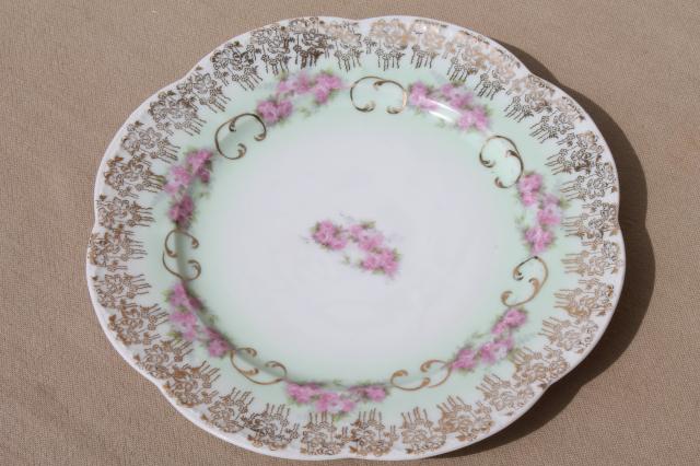 photo of vintage cottage roses china plates & bowls, tea party serving pieces hand-painted porcelain #5