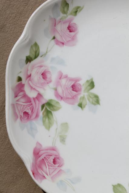 photo of vintage cottage roses china plates & bowls, tea party serving pieces hand-painted porcelain #8