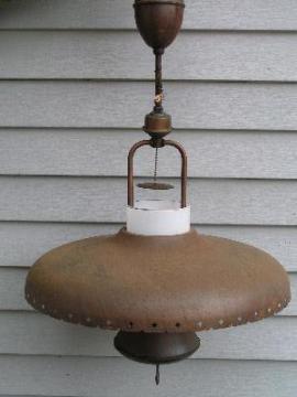 catalog photo of vintage cottage, tole hanging lamp with metal shade