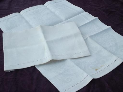 photo of vintage cotton and linen show towel lot, 8 assorted white on white towels #2