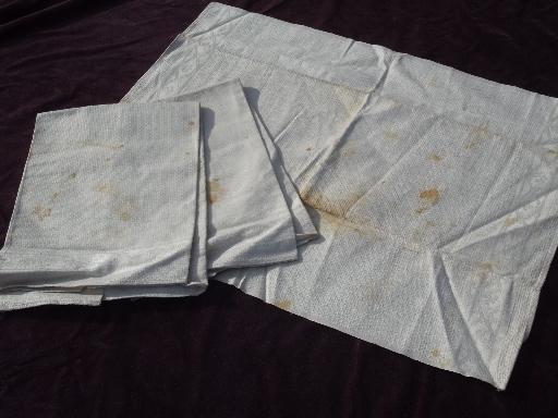 photo of vintage cotton and linen show towel lot, 8 assorted white on white towels #4