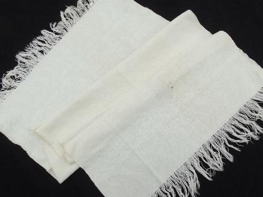 photo of vintage cotton and linen show towel lot, 8 assorted white on white towels #2