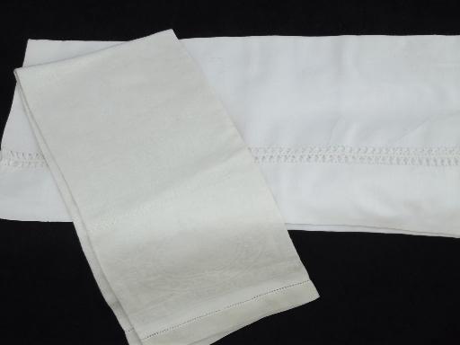 photo of vintage cotton and linen show towel lot, 8 assorted white on white towels #7