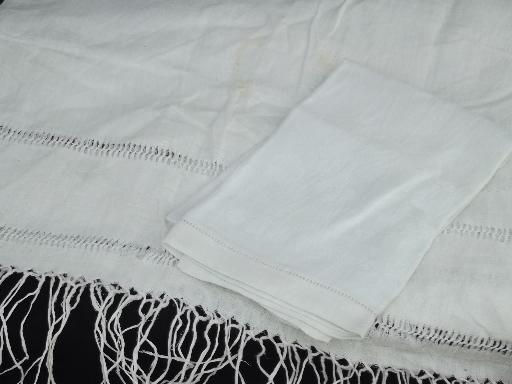 photo of vintage cotton and linen show towel lot, 8 assorted white on white towels #8