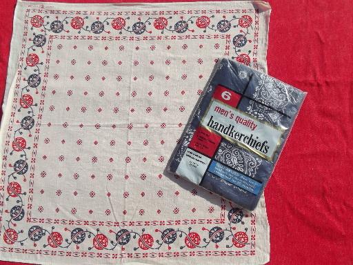 photo of vintage cotton bandana lot USA fast color red and blue hankerchief scarves #2