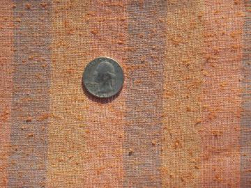 catalog photo of vintage cotton blend fabric, nubby texture, retro stripes in sunset colors