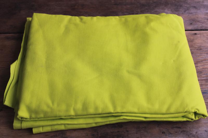 photo of vintage cotton broadcloth fabric, chartreuse yellow-green solid color #1