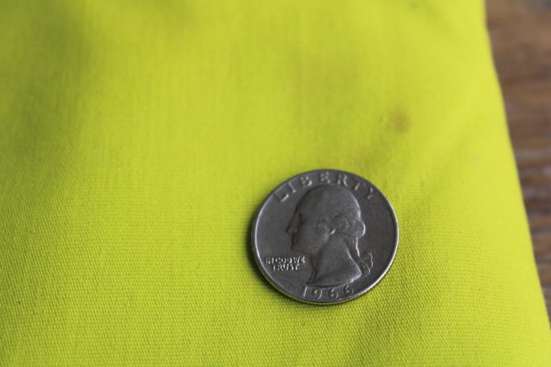 photo of vintage cotton broadcloth fabric, chartreuse yellow-green solid color #2