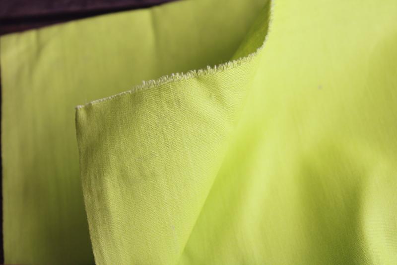 photo of vintage cotton broadcloth fabric, chartreuse yellow-green solid color #3