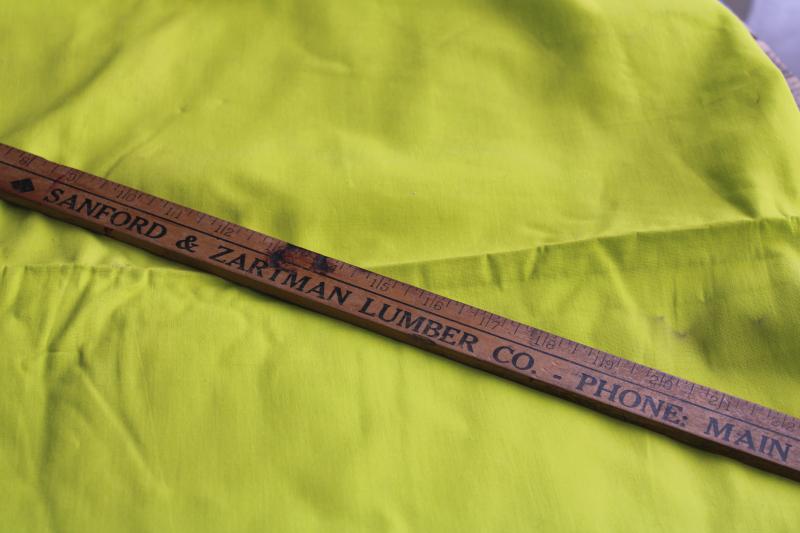 photo of vintage cotton broadcloth fabric, chartreuse yellow-green solid color #5