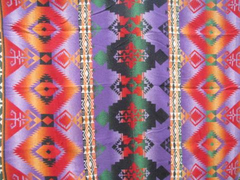 photo of vintage cotton camp blanket, Indian jacquard, purple w/ colors #2