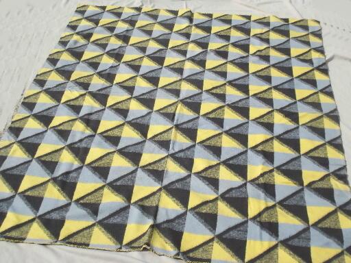 photo of vintage cotton camp blanket throw in retro yellow, grey, black  #1