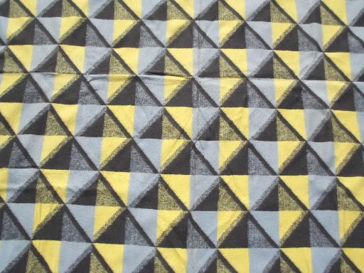 photo of vintage cotton camp blanket throw in retro yellow, grey, black  #2