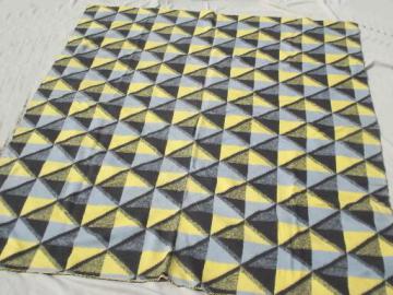 catalog photo of vintage cotton camp blanket throw in retro yellow, grey, black 