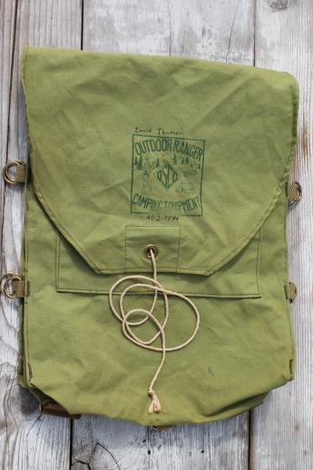 photo of vintage cotton canvas backpack, Outdoor Ranger Camping Equipment camper's day pack #6