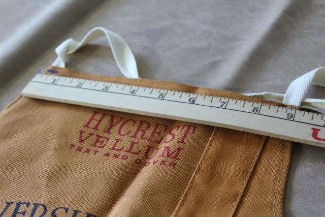 photo of vintage cotton canvas bib apron, carpenter style work tool apron w/ printers advertising #7