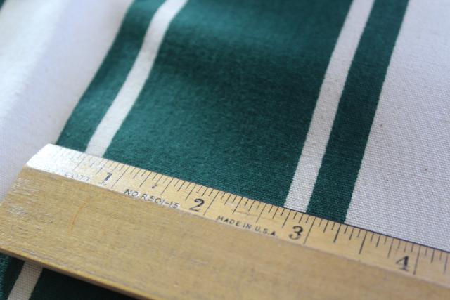 photo of vintage cotton canvas, cream & green awning stripe fabric for camper, camp seats #2