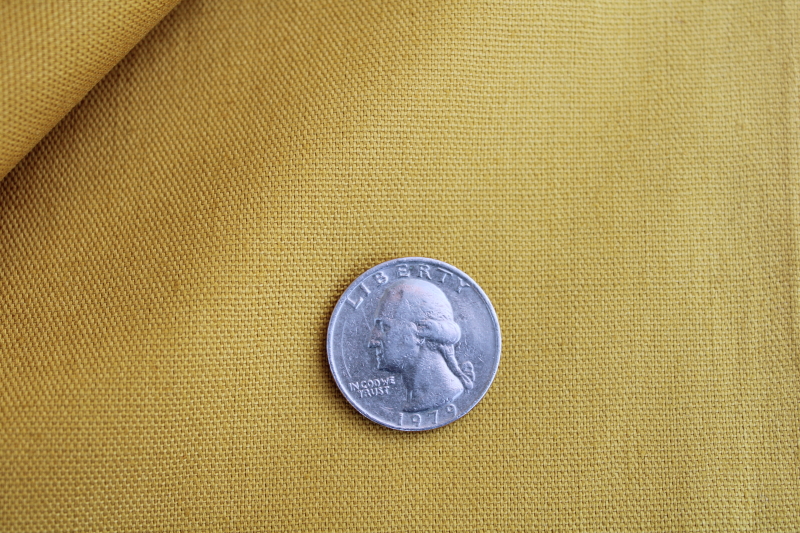 photo of vintage cotton canvas or duck fabric, mustard yellow gold solid color #3