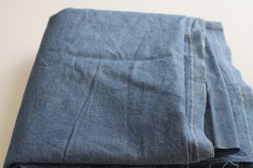 catalog photo of vintage cotton chambray fabric, soft faded denim blue work shirt shirting