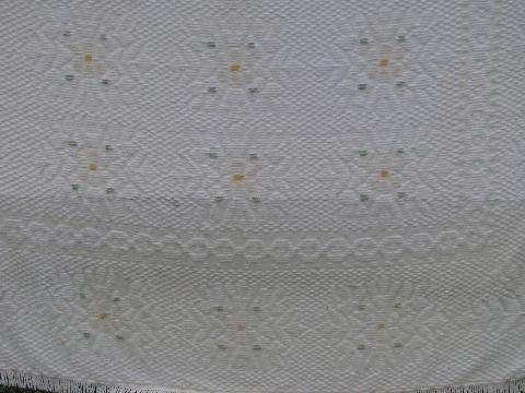 photo of vintage cotton chenille bedpread, yellow daisies flowers #1