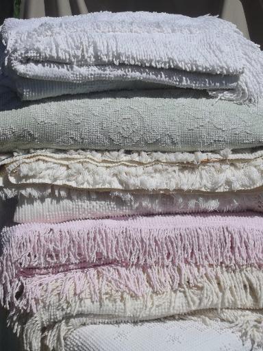 photo of vintage cotton chenille bedspread lot,  tufted candlewick spreads etc. #1