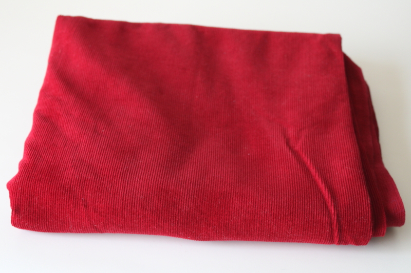 photo of vintage cotton corduroy fabric, wine red solid color pincord pinwale fine rib corduroy  #1