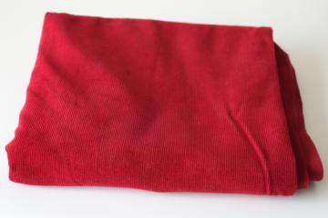 catalog photo of vintage cotton corduroy fabric, wine red solid color pincord pinwale fine rib corduroy 
