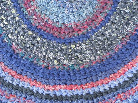 photo of vintage cotton crochet rag rug, primitive kitchen or door mat throw rug #2