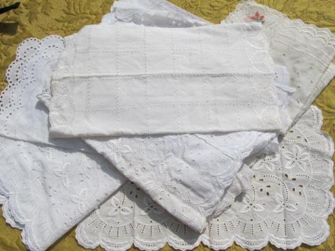 photo of vintage cotton eyelet embroidered lace table mats, runners & scarves #1